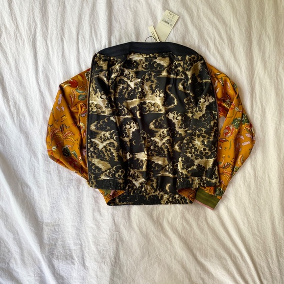 Maximalist Tattoo Illustration Bomber Jacket Reversible to Night Clouds XS New - Picture 15 of 16